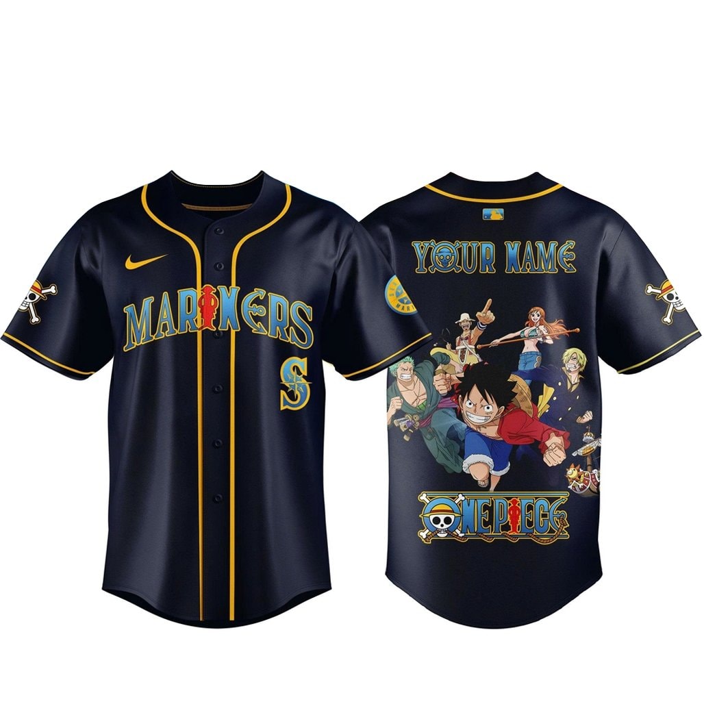 Custom Name Baseball Team x One Piece Night 2026 Navy Baseball Jersey