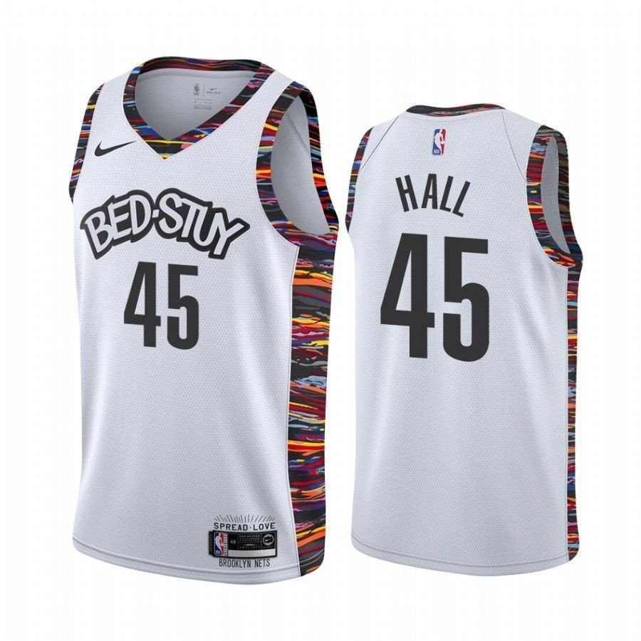 Men's Donta Hall Brooklyn Nets White City Biggie Jersey