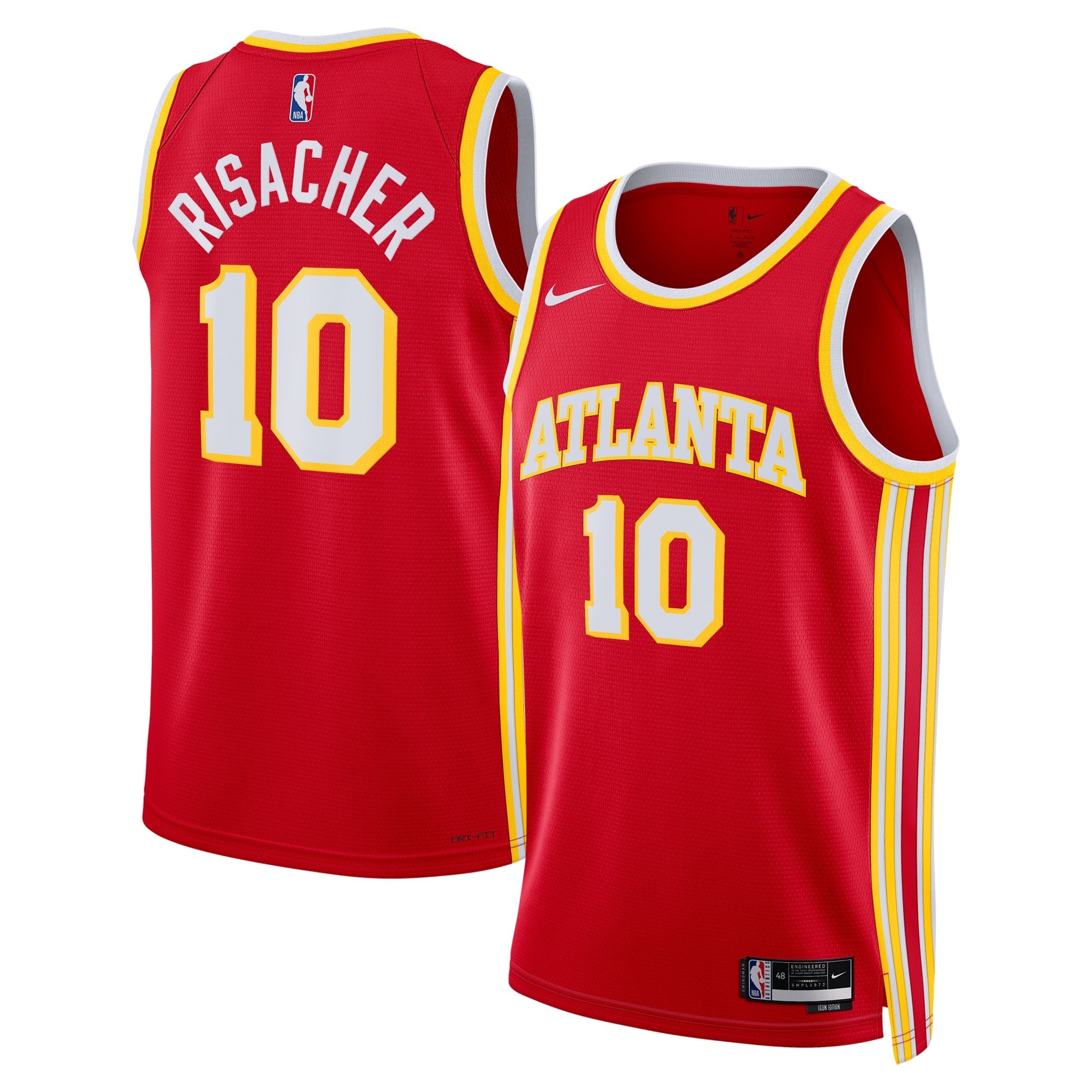 Atlanta Hawks Icon Swingman Jersey Red Zaccharie Risacher Unisex