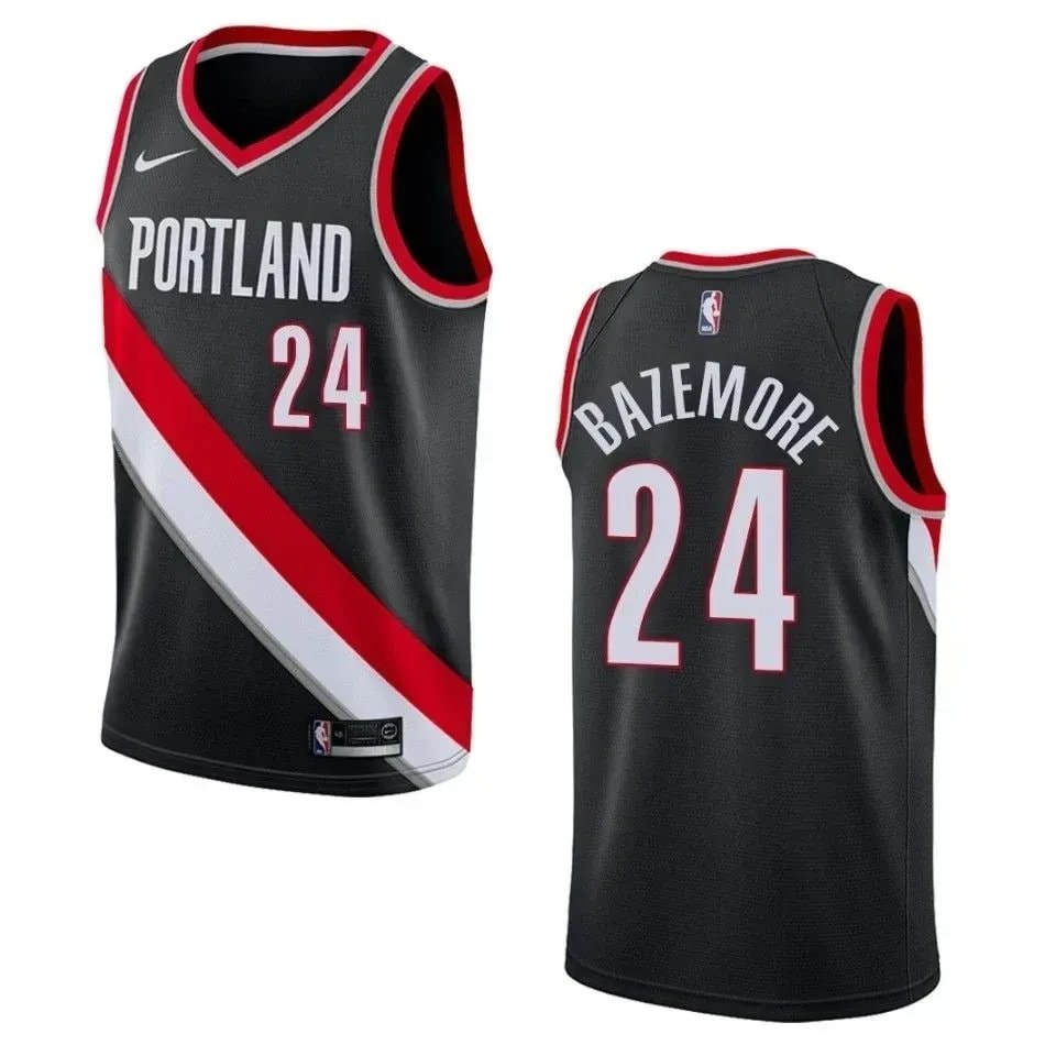 Men's Portland Trail Blazers Kent Bazemore 24 Icon Swingman Jersey Black