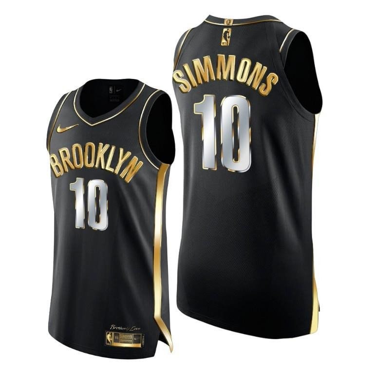 Ben Simmons 10 Basketball Team Golden Edition Black Jersey - Men Jersey