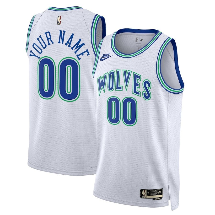 Minnesota Timberwolves Hardwood Classic Edition Swingman Custom Jersey - White Unisex