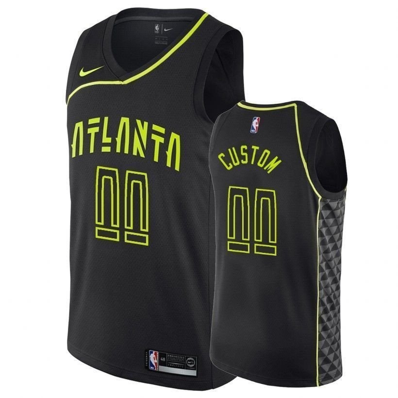 Hawks City Black Custom Jersey Mens S-3XL