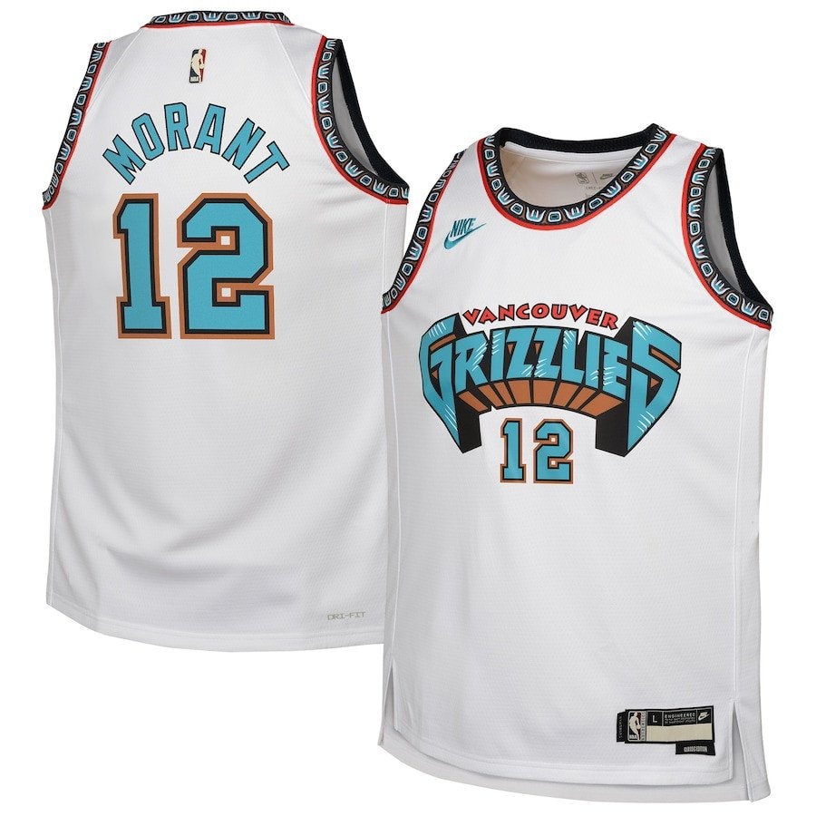 Ja Morant 12 Memphis Grizzlies Youth 2024/25 Swingman Jersey White Classic Edition