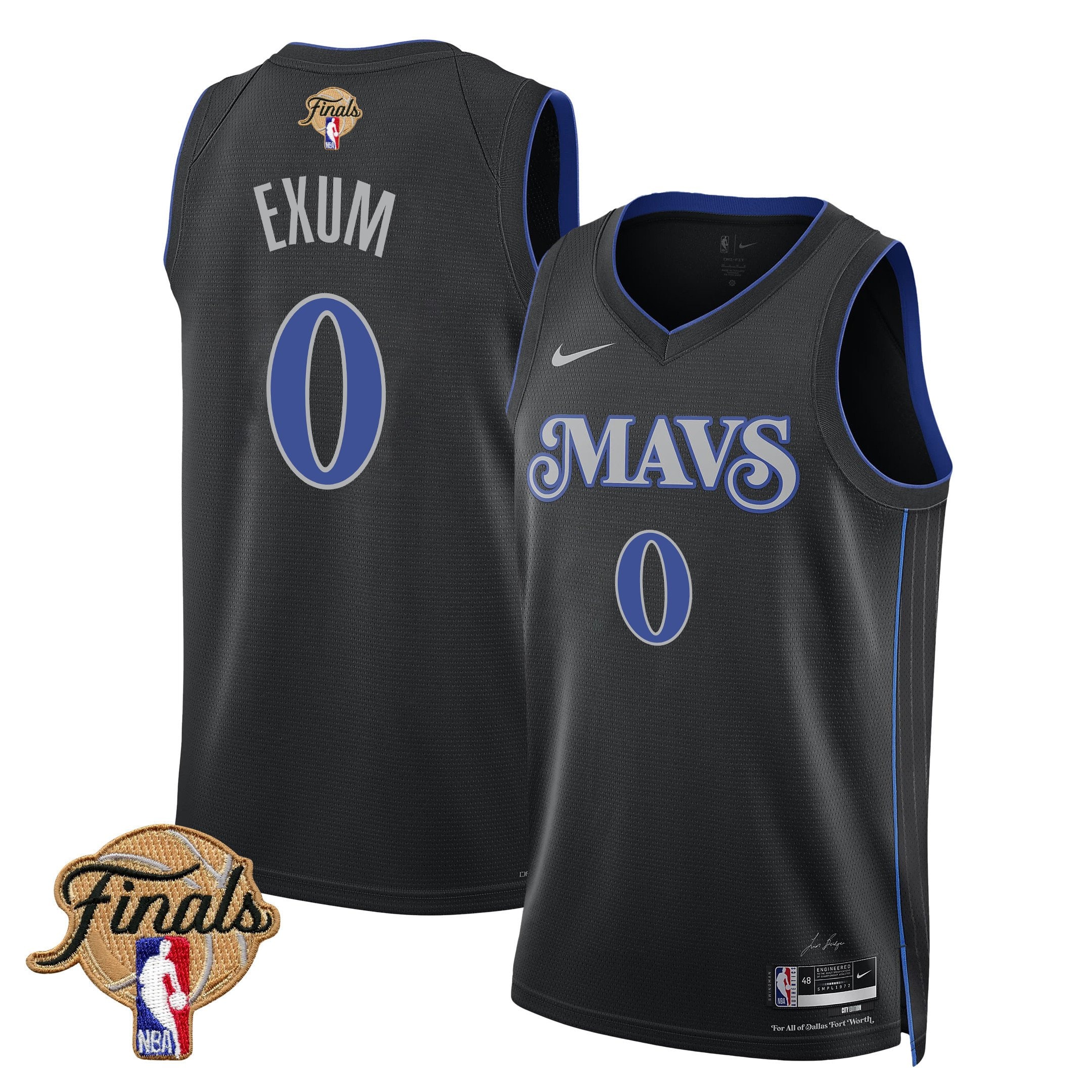 Dante Exum 0 Dallas Mavericks 2024 Finals Patch Swingman Jersey City Edition Black
