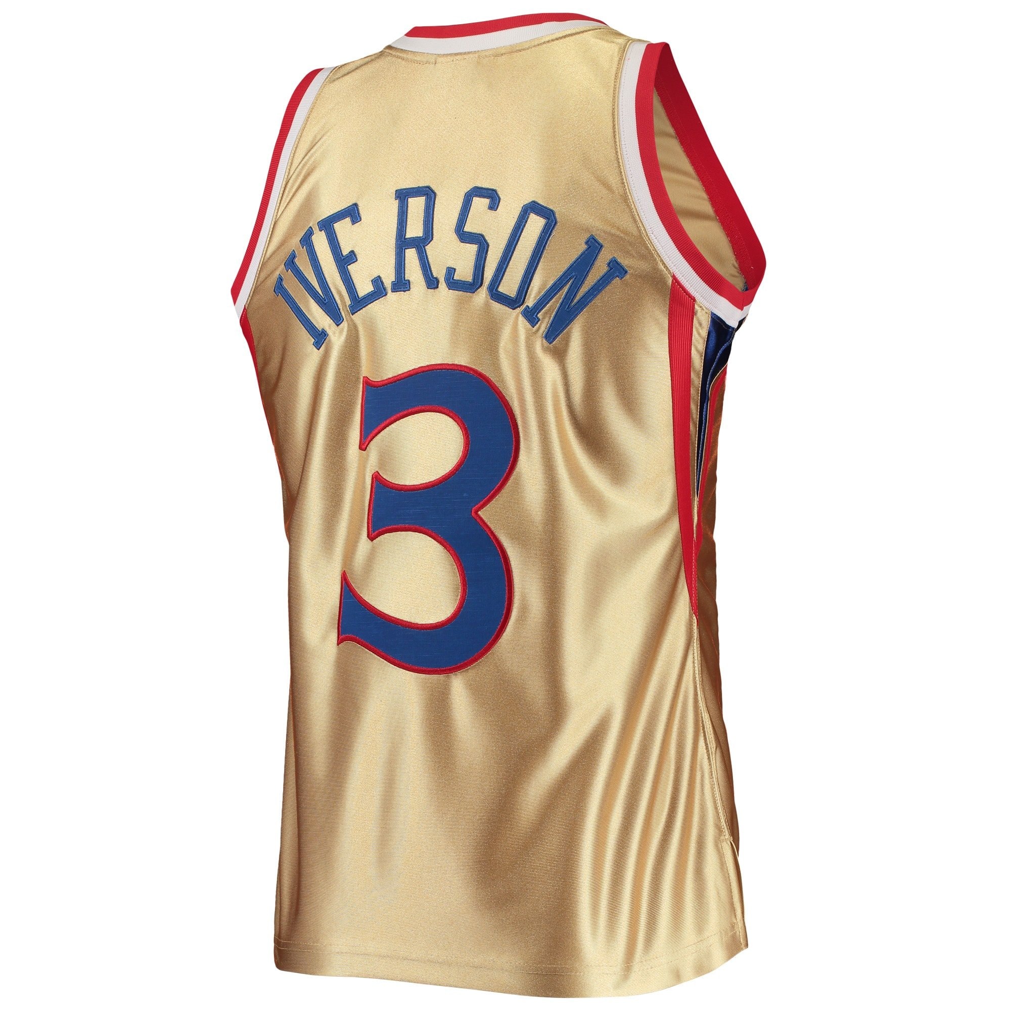 Men's Mitchell & Ness Allen Iverson Gold Philadelphia 76ers 75th Anniversary 1996/97 Hardwood Classics Swingman Jersey