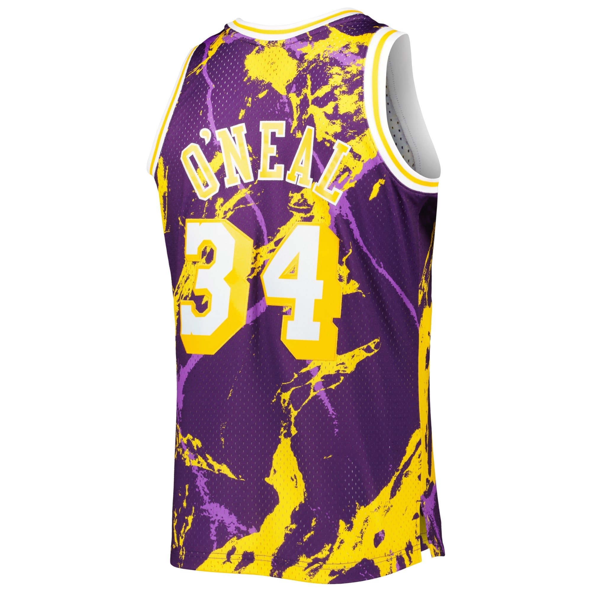 Men's Mitchell & Ness Shaquille O'Neal Purple Los Angeles Lakers 1996/97 Hardwood Classics Marble Swingman Jersey