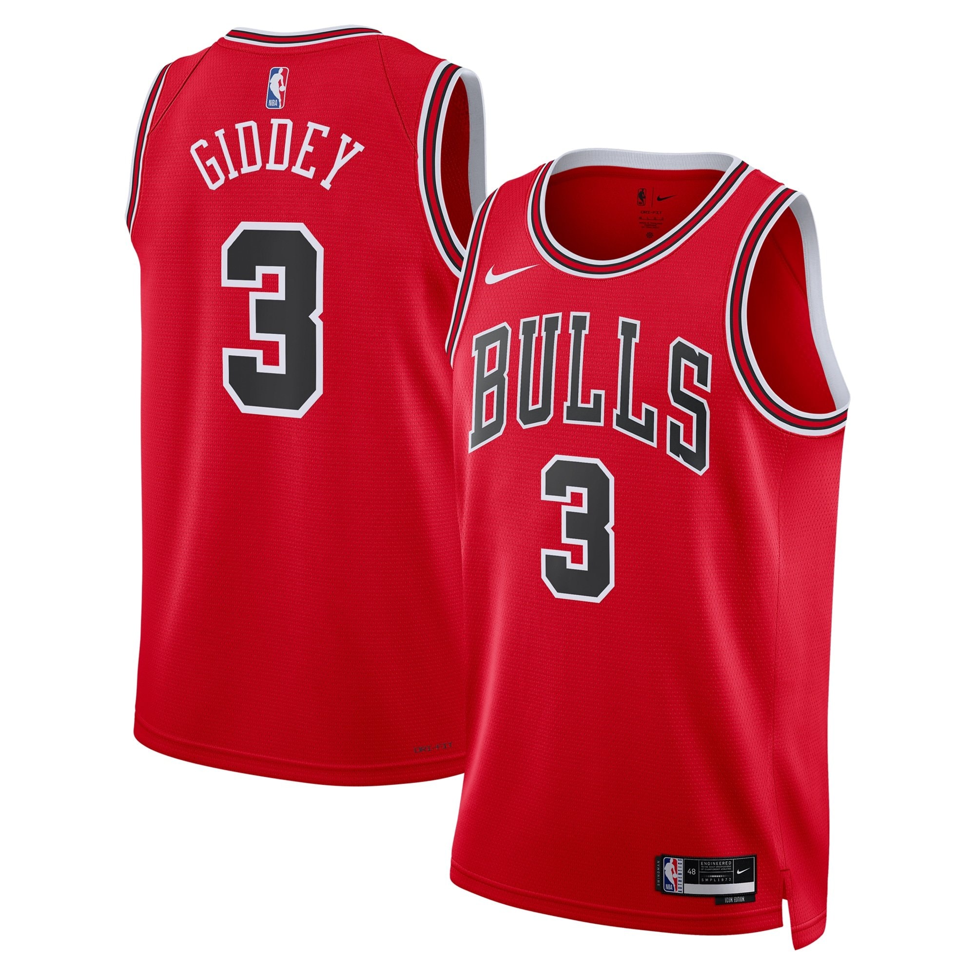 Chicago Bulls Icon Edition Swingman Jersey Red Josh Giddey Unisex