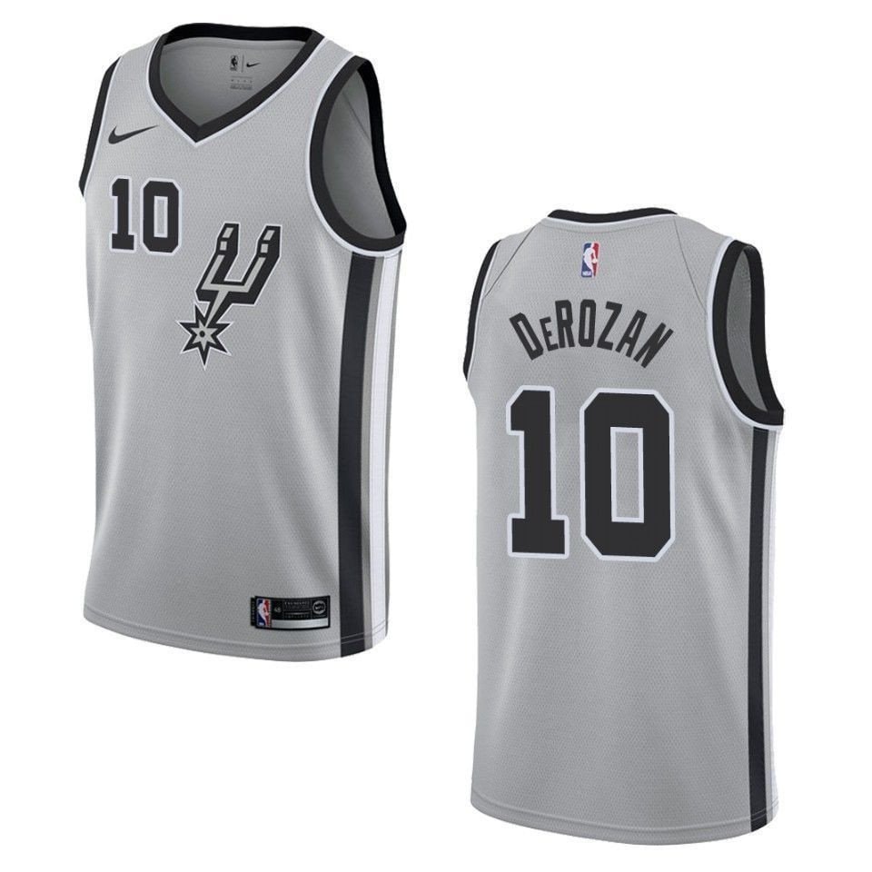 Men's Basketball Team 10 Demar Derozan Statement Swingman Jersey - Silver