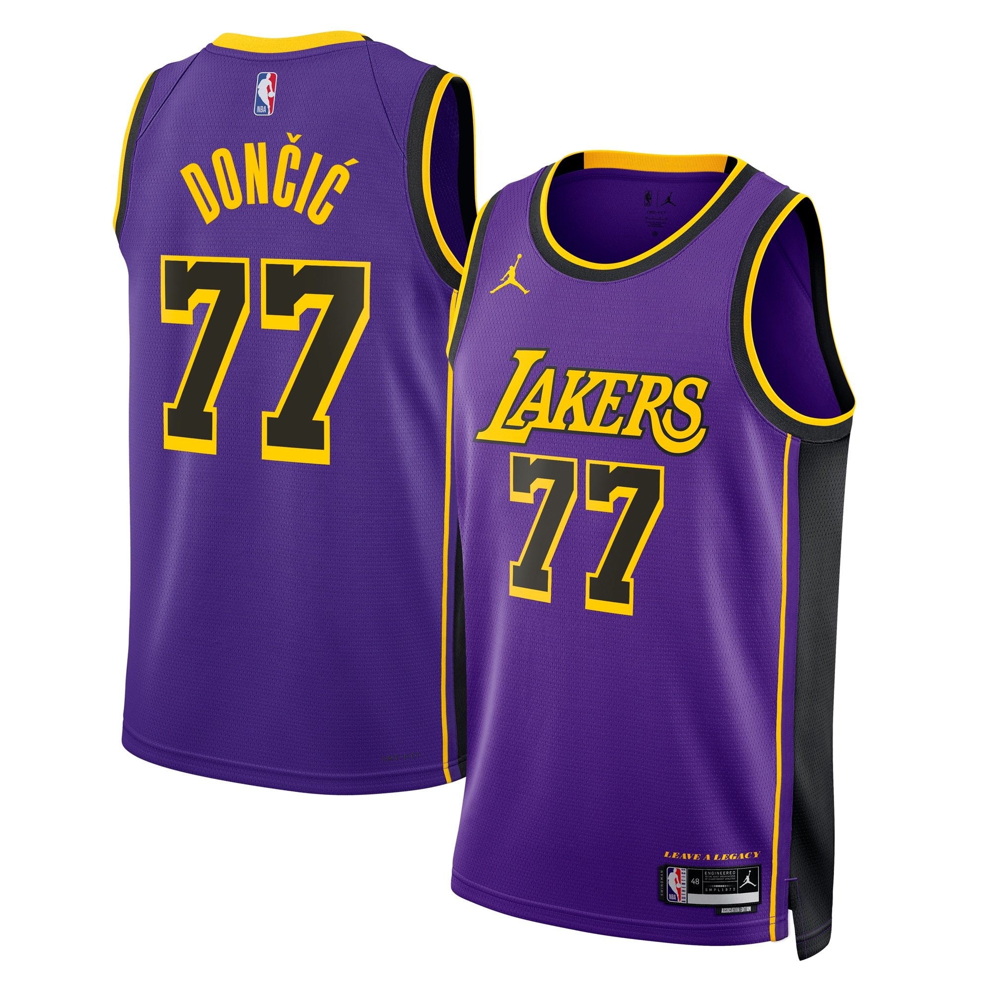 Los Angeles Lakers Jordan Brand Statement Edition Swingman Jersey Purple Luka Doncic Unisex
