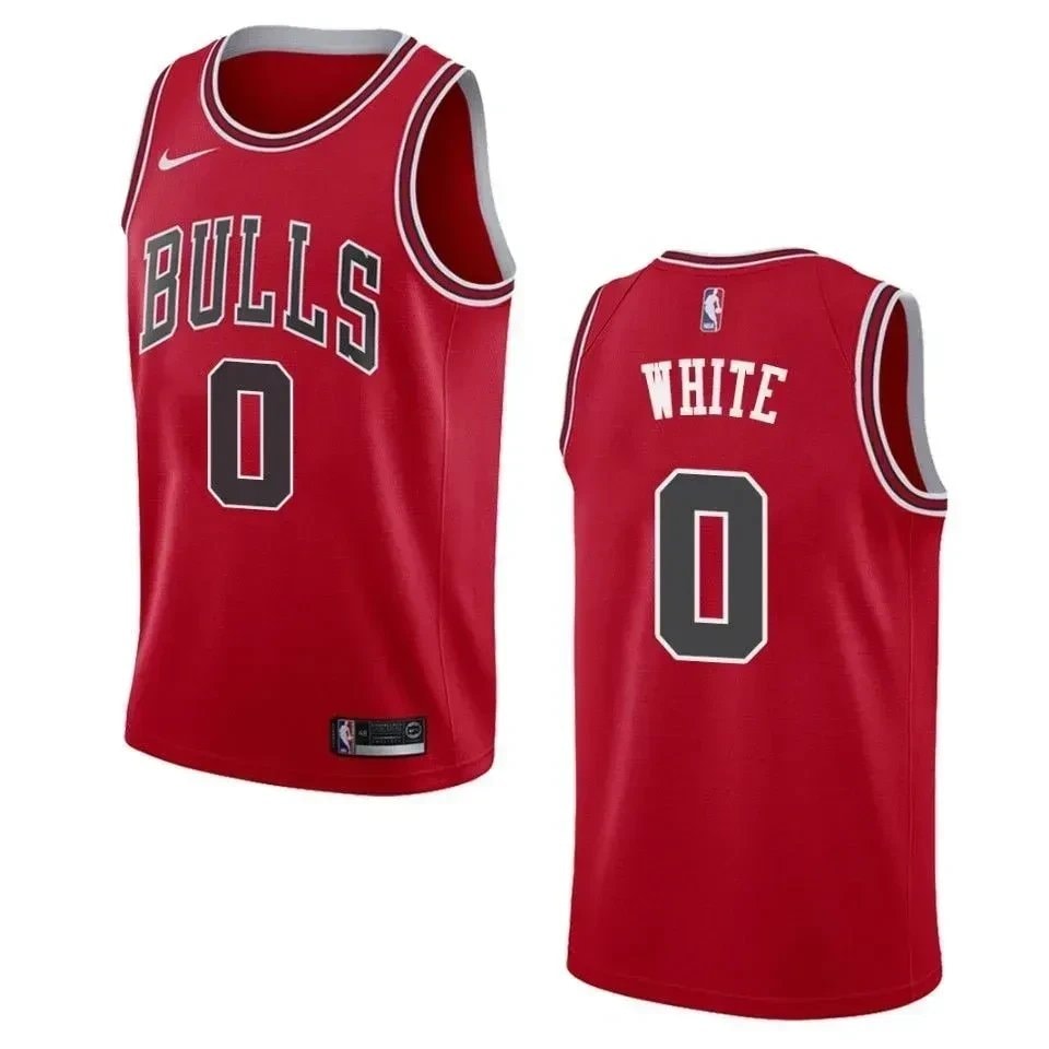 Men's Chicago Bulls 0 Coby White Icon Swingman Jersey Red