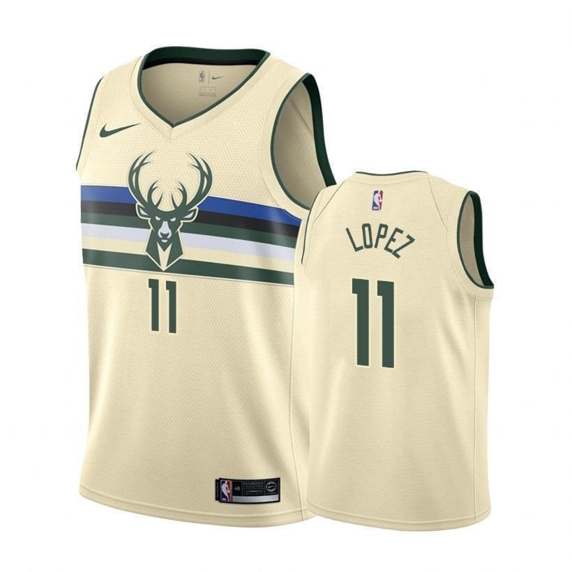 Basketball Team Male Brook Lopez 11 City Cream Jersey
