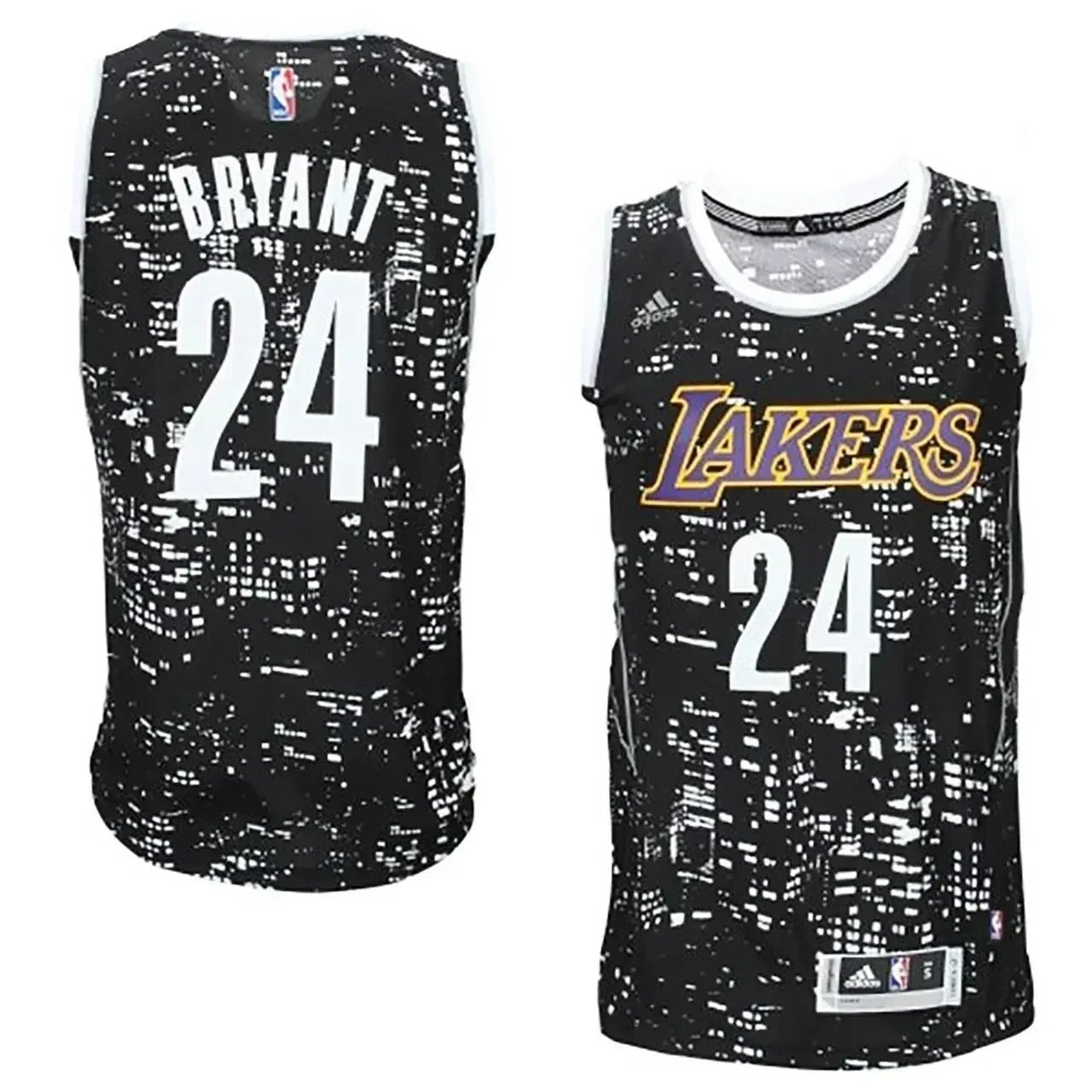 Men's Los Angeles Lakers Kobe Bryant #24 Black City Lights Swingman Jersey