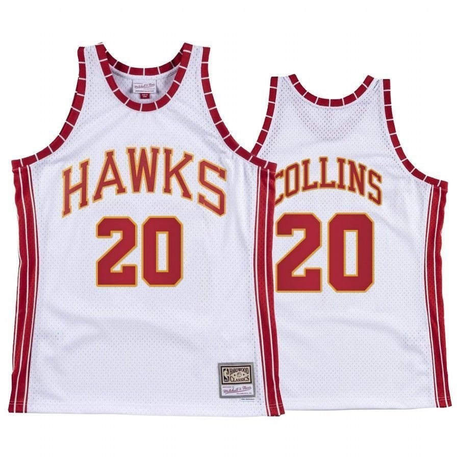Men's John Collins 20 Atlanta Hawks Hardwood Classics Jersey White
