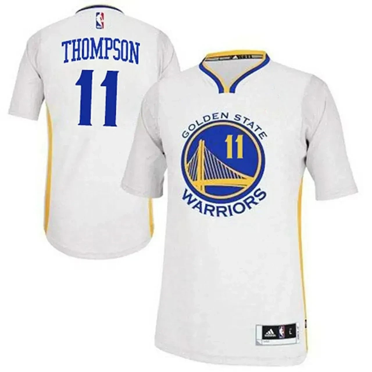 Men's Klay Thompson Golden State Warriors #11 2014-15 Swingman White Jersey with Sleeves