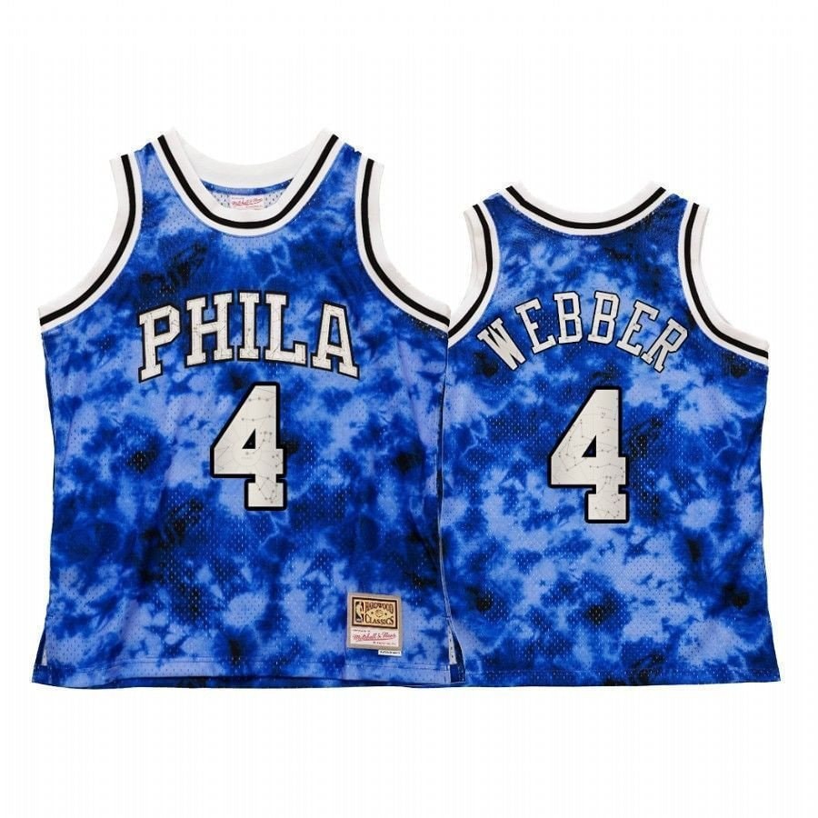 Men's Philadelphia 76ers Chris Webber Galaxy Constellation Jersey Royal Vintage Multicolor