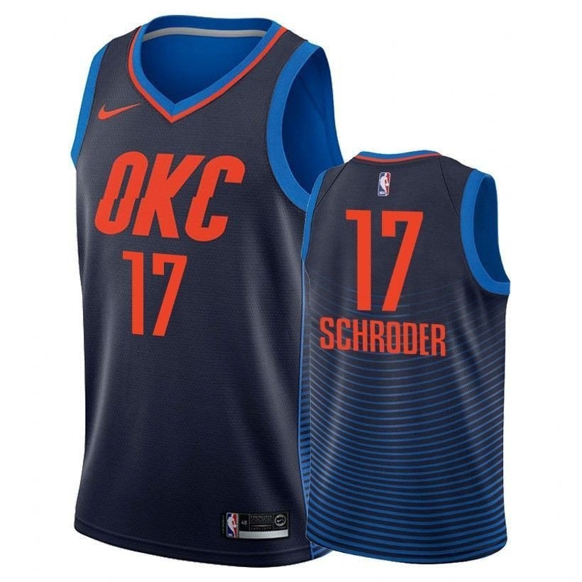 Men's Dennis Schroder #17 Thunder Navy Basketball Jersey