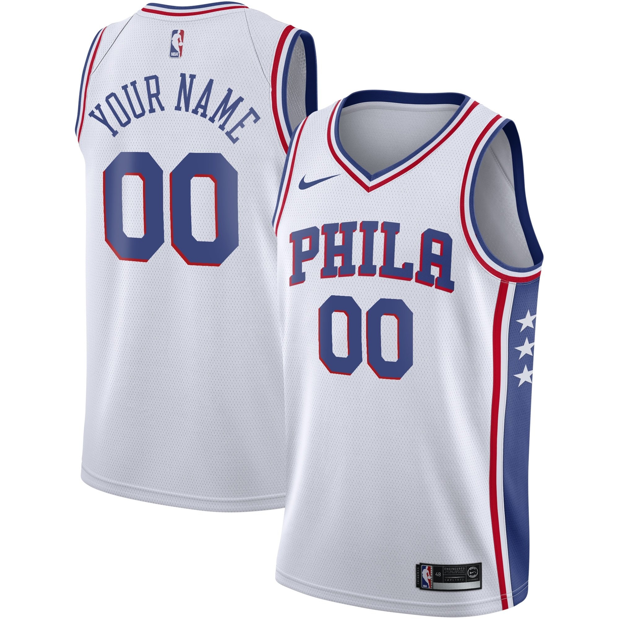 Philadelphia 76ers Association Swingman Jersey Custom Youth S M L XL 2XL 3XL