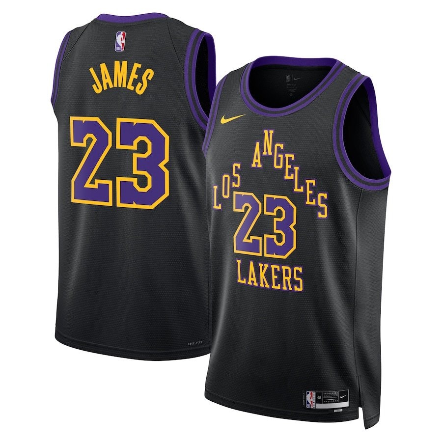 LeBron James 23 Los Angeles Lakers 2023/24 City Edition Swingman Jersey Black Multicolor