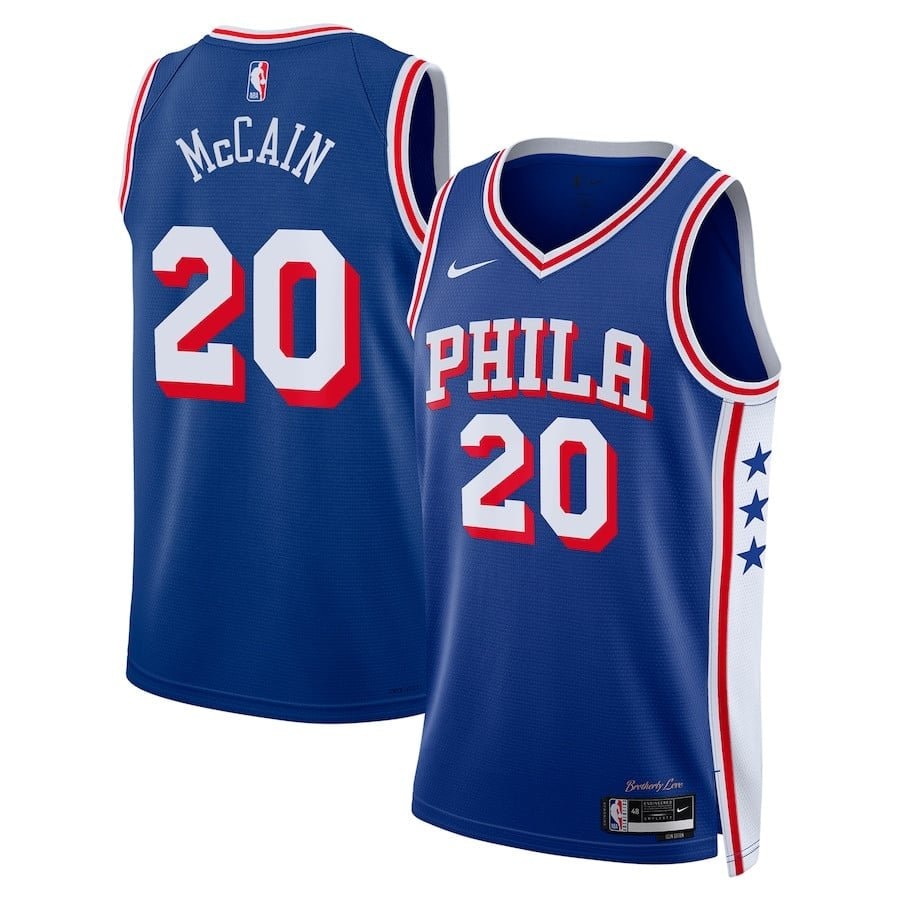 Jared McCain 20 Philadelphia 76ers Swingman Jersey Icon Edition Royal
