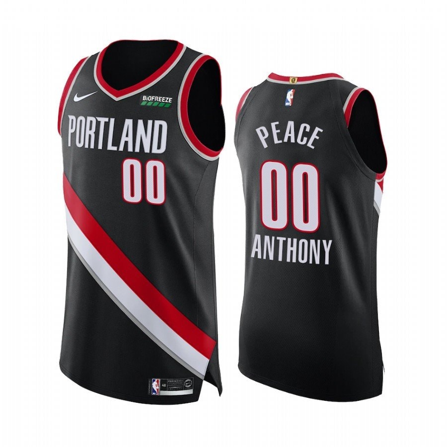 Carmelo Anthony 00 Basketball Team Black Social Justice Jersey Peace