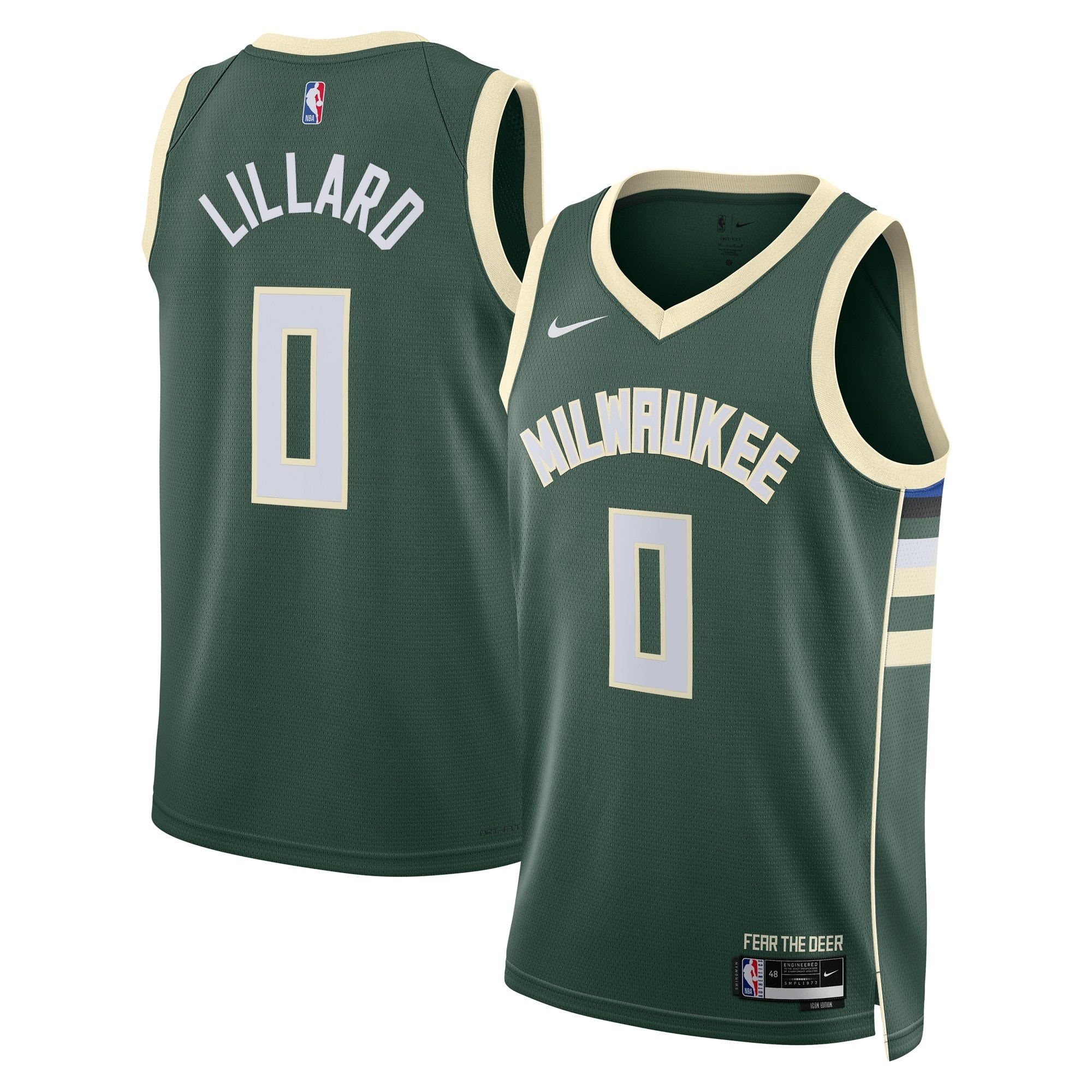 Milwaukee Bucks Icon Edition Swingman Jersey Hunter Green Damian Lillard Unisex