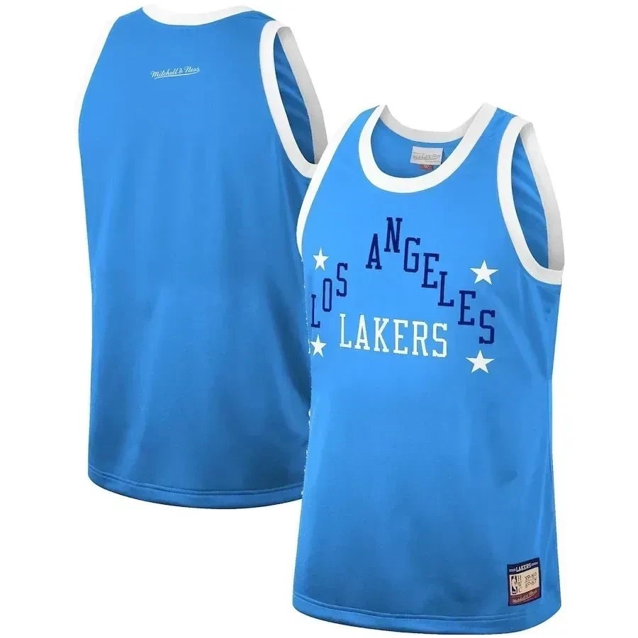 Los Angeles Lakers Mitchell & Ness Hardwood Classics Team Heritage Fashion Jersey Blue Multicolor Unisex