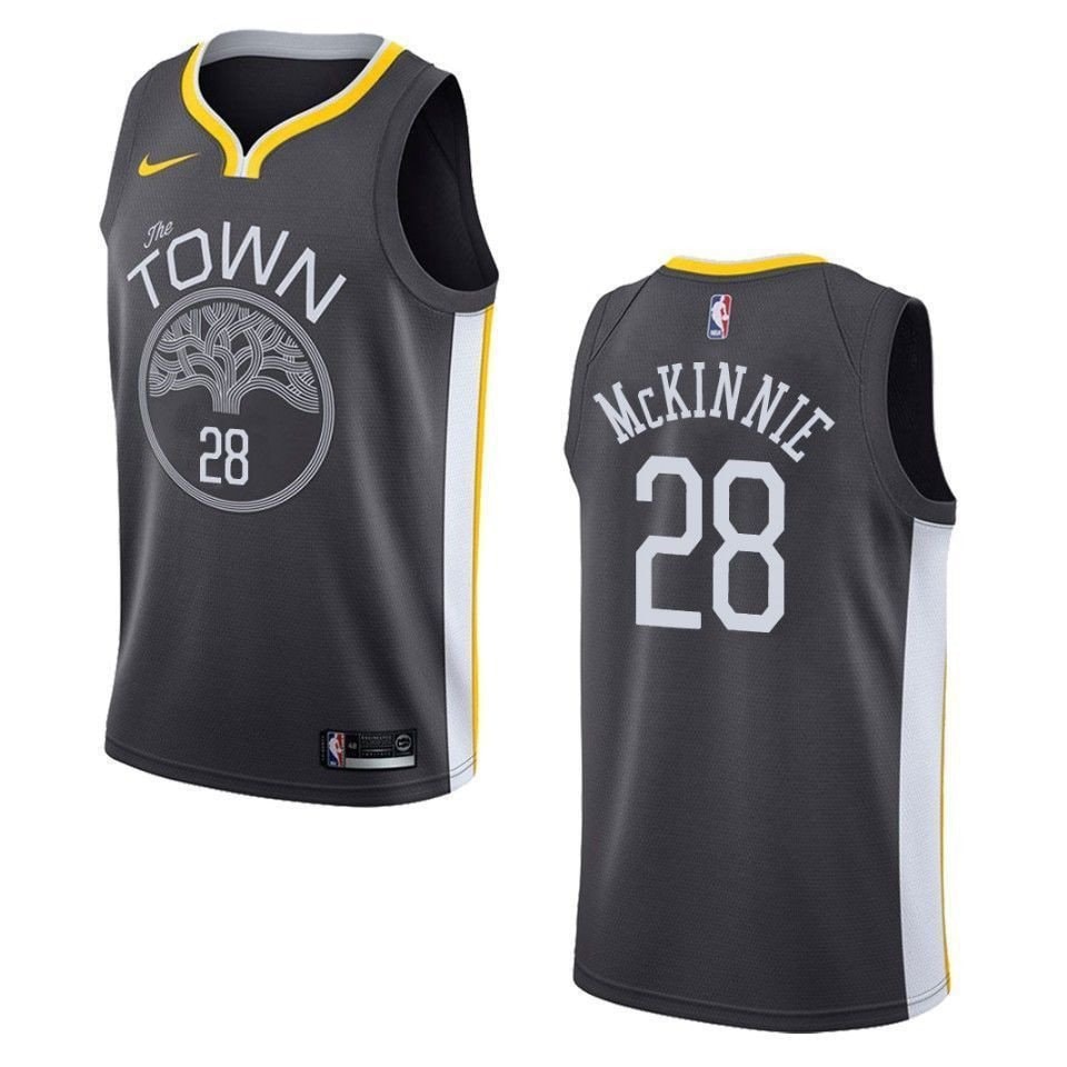 Men's Golden State Warriors 28 Alfonzo McKinnie Statement Swingman Jersey Black