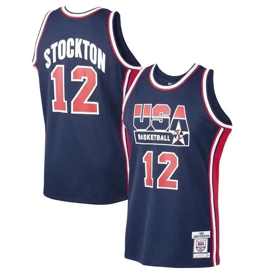 John Stockton USA Basketball Mitchell & Ness Home 1992 Dream Team Jersey - Navy