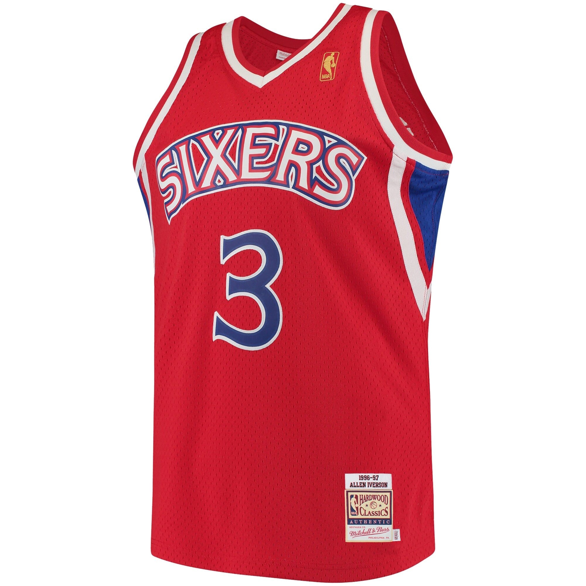 Men's Mitchell & Ness Allen Iverson Red Philadelphia 76ers Hardwood Classics Jersey