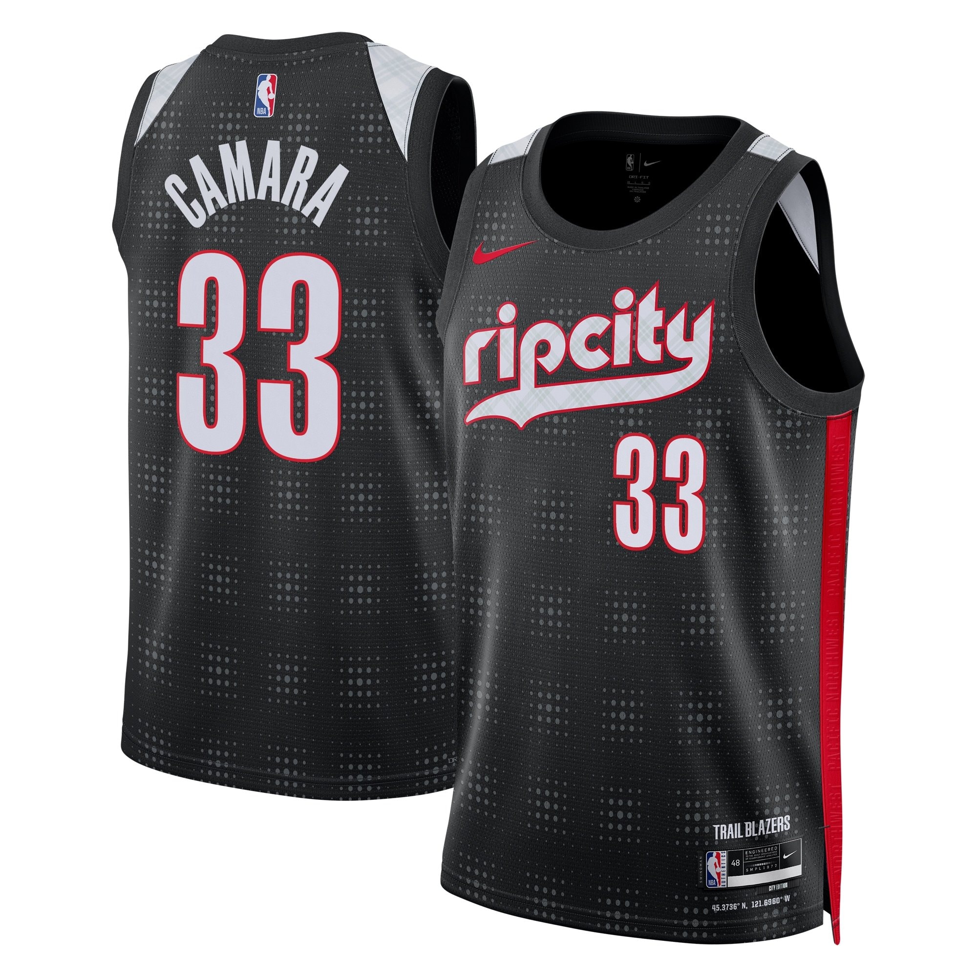 Portland Trail Blazers City Edition Swingman Jersey 2024 Black Toumani Camara Unisex