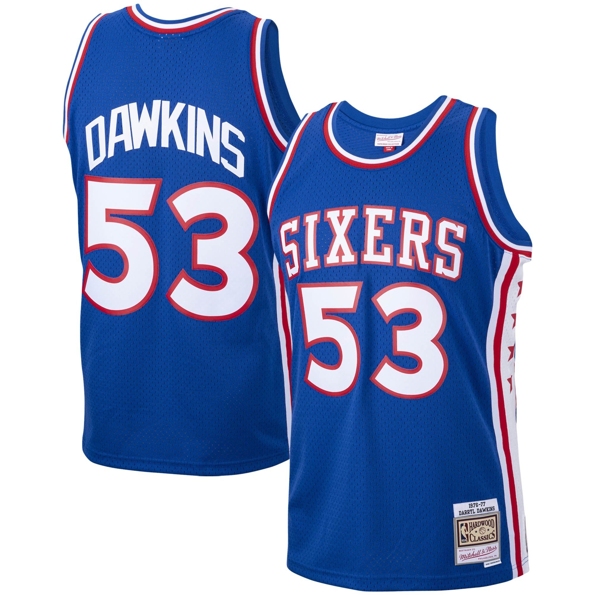 Men's Mitchell & Ness Darryl Dawkins Royal Philadelphia 76ers 1976-77 Hardwood Classics Swingman Jersey