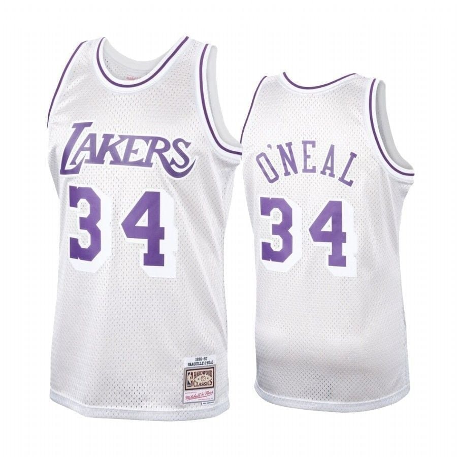 Men's Los Angeles Lakers Shaquille O'Neal Hardwood Classics Platinum Jersey