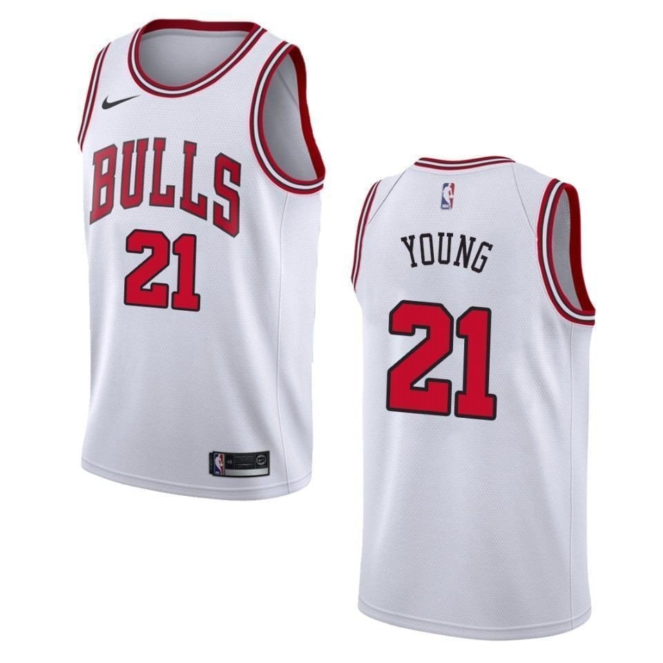 Men's Chicago Bulls Thaddeus Young #21 Association Swingman Jersey White