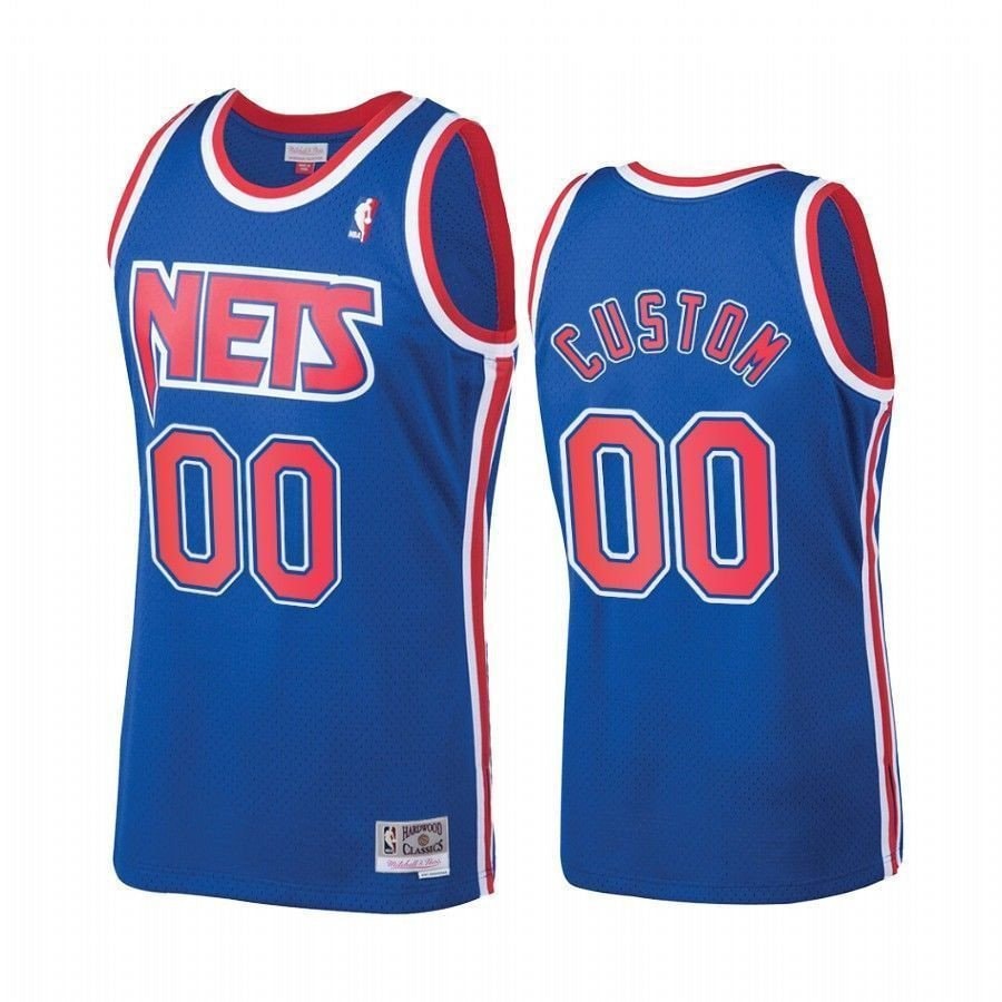 Men's New Jersey Nets 00 Custom 1992-93 Hardwood Classics Royal Jersey