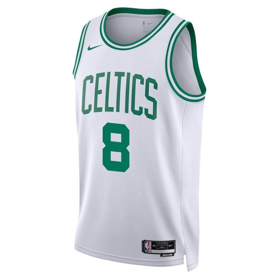 Kristaps Porzingis 8 Boston Celtics 2024 Finals Patch Swingman Jersey Association Edition White