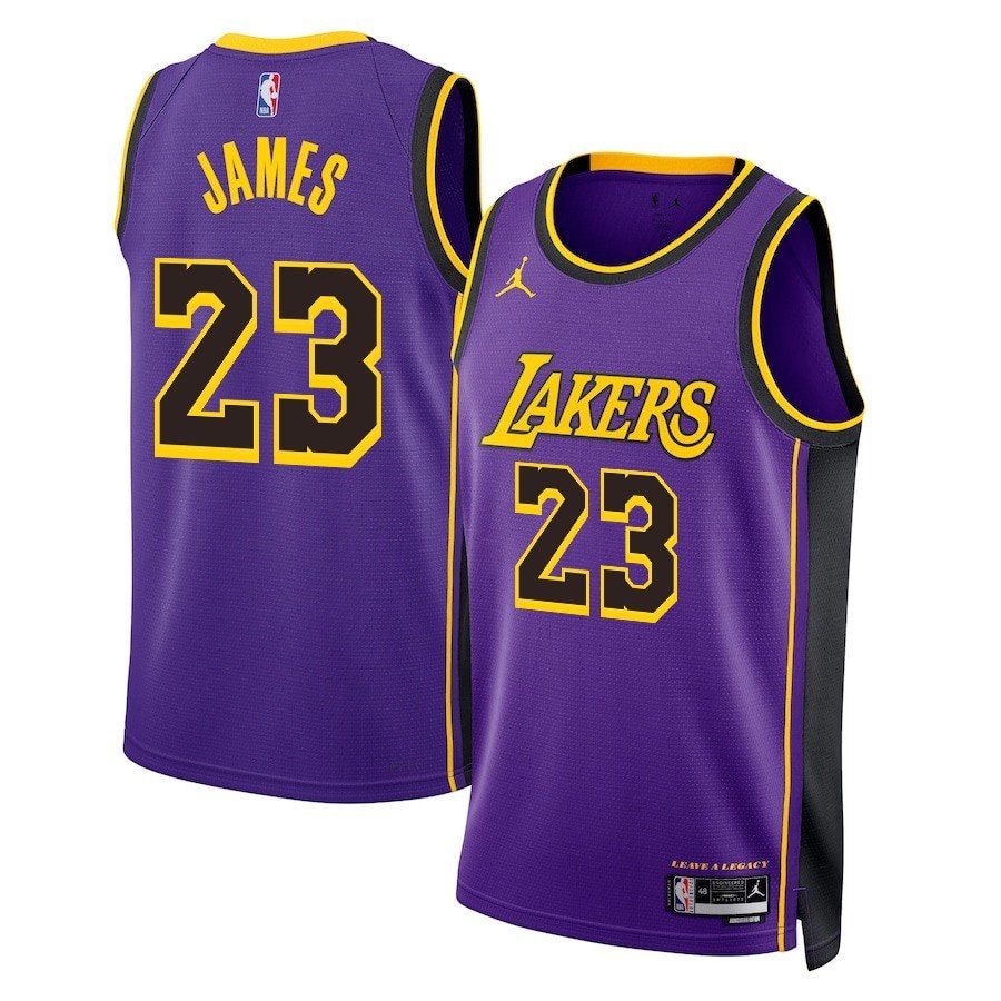 LeBron James 23 Los Angeles Lakers Statement Edition Swingman Jersey Purple Mens