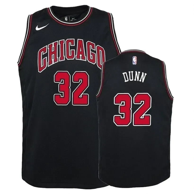 Youth Chicago Bulls Kris Dunn #32 Black Jersey - Unisex Polyester Athletic Wear S-3XL