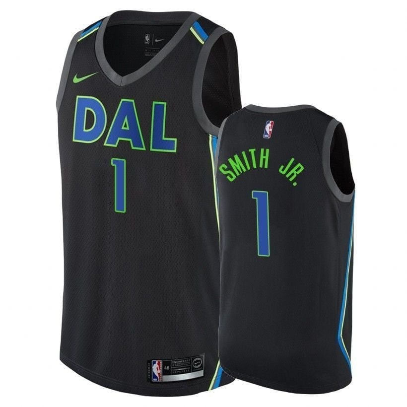 Men's Dennis Smith Jr. Mavericks #1 City Black Basketball Jersey S-3XL