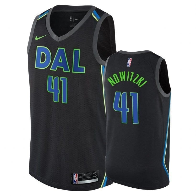 Mavericks Dirk Nowitzki #41 City Black Jersey Mens Basketball Jersey S-3XL