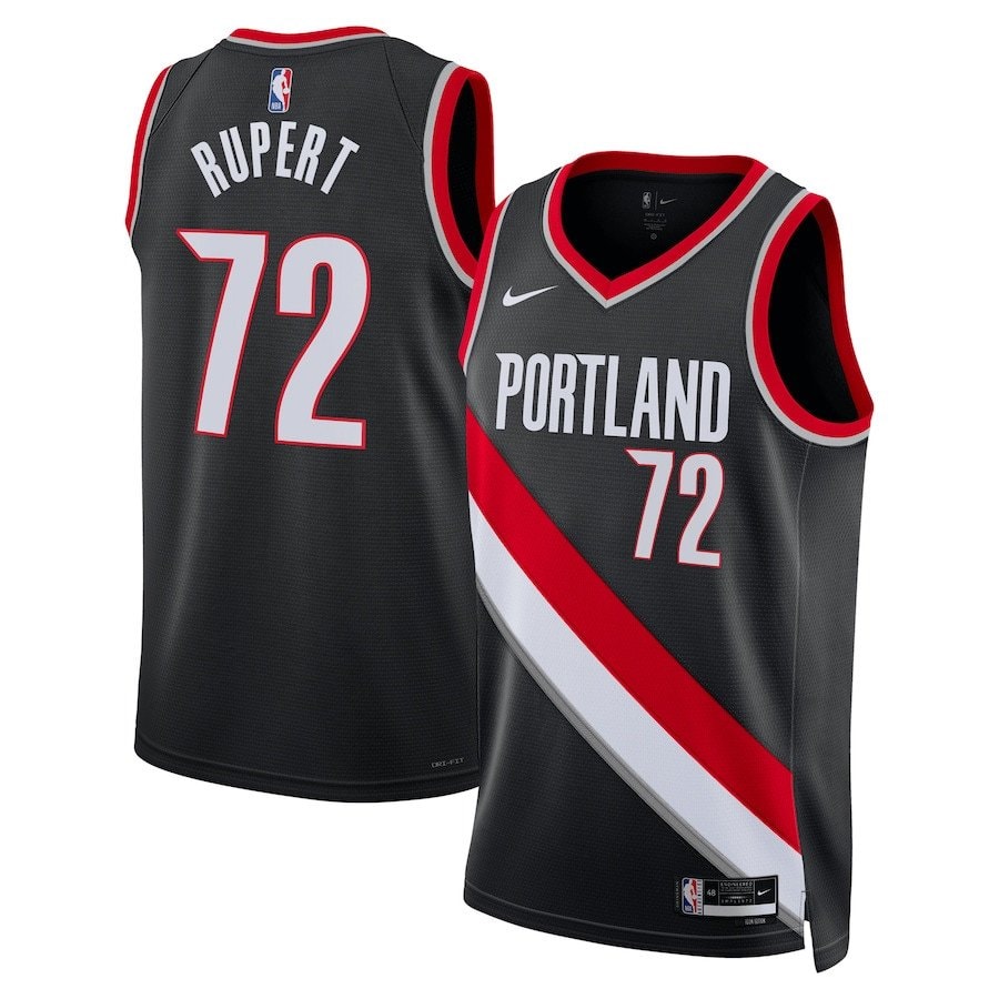 Rayan Rupert 72 Portland Trail Blazers Unisex Swingman Jersey Icon Edition Black