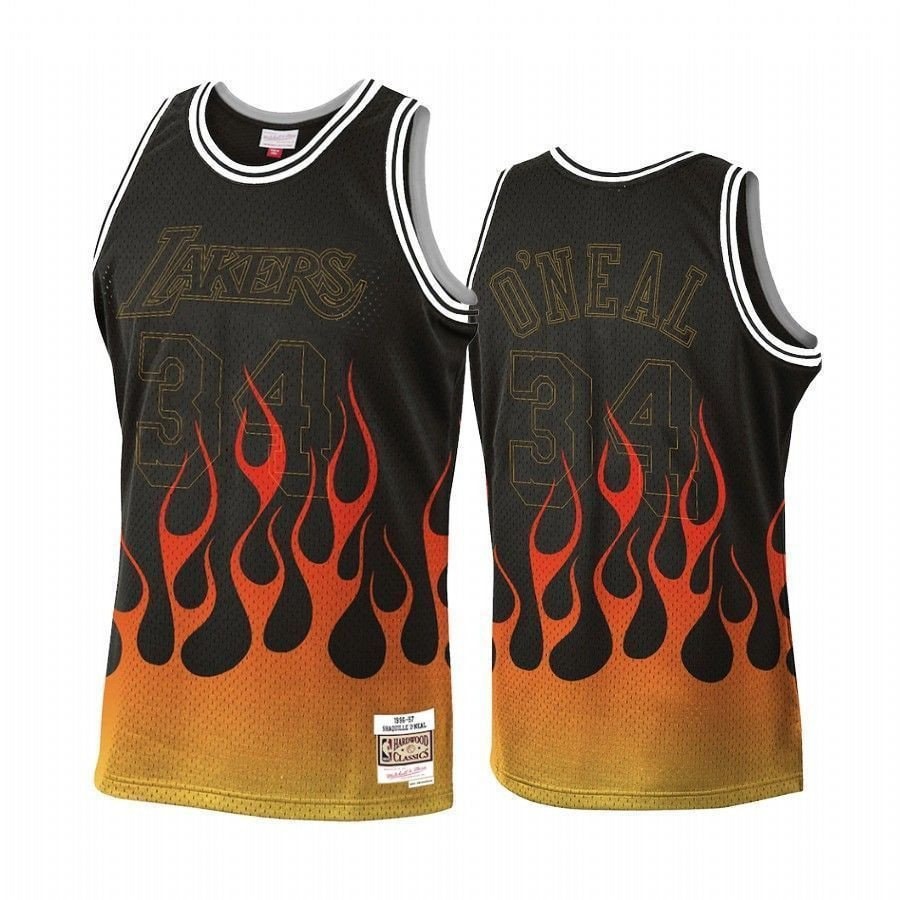 Men's Shaquille O'neal 34 Basketball Team Flames Jersey Black