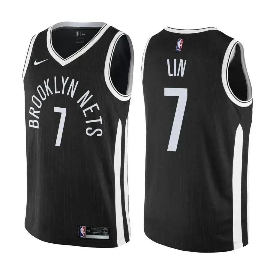 Nets Jeremy Lin #7 City Edition Black Basketball Jersey - Adult Sizes S-3XL