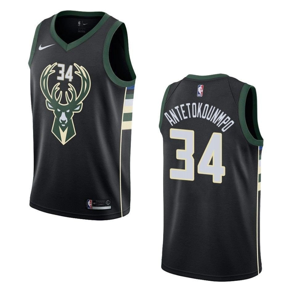 Men's Milwaukee Bucks Giannis Antetokounmpo #34 Statement Swingman Jersey Black
