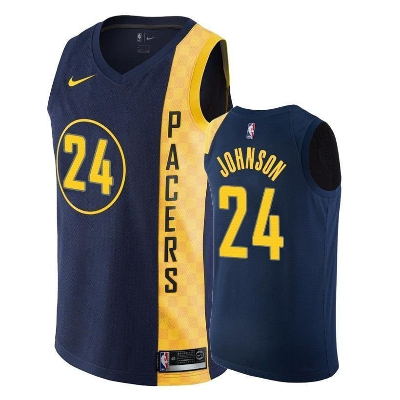 Men's Alize Johnson 24 Pacers City Navy Basketball Jersey S-3XL