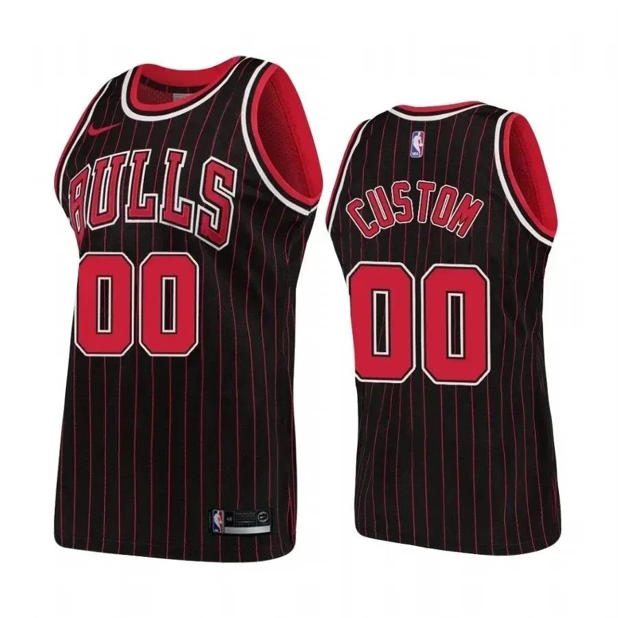 Men's Chicago Bulls 00 Custom Hardwood Classics Black Jersey