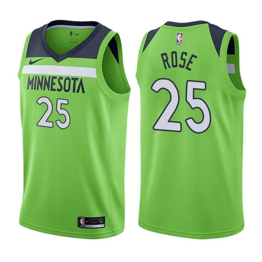 Men's Basketball Team Male Derrick Rose 25 Statet Green Jersey