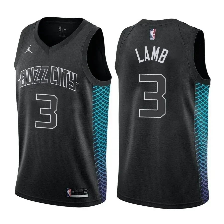 Hornets Jeremy Lamb City Edition Black NBA Jersey Mens S-3XL