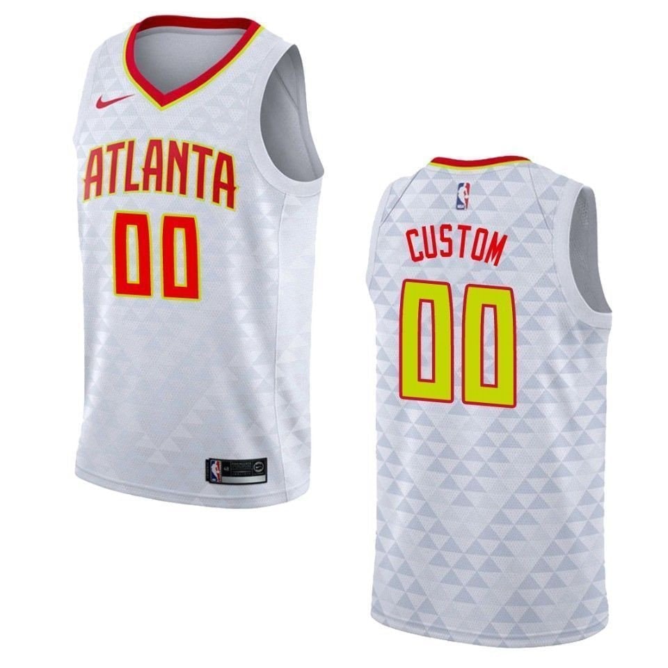 Men's Atlanta Hawks 00 Custom Association Swingman Jersey White