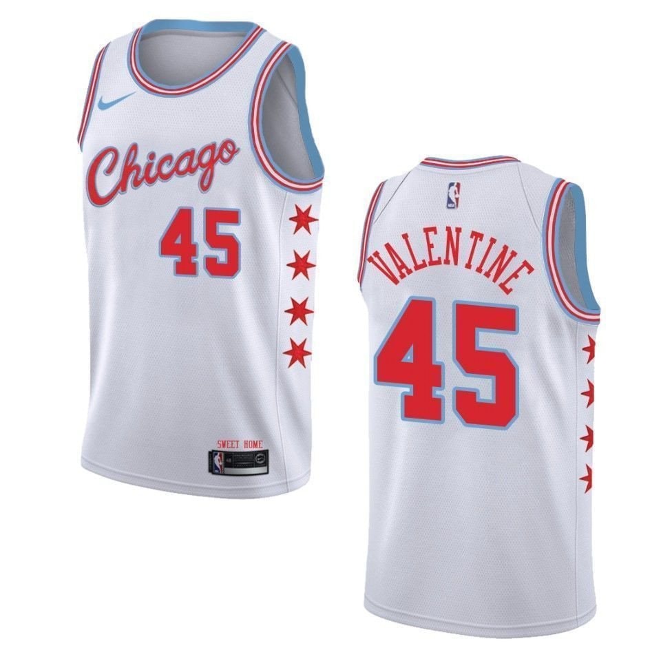 Men's Chicago Bulls Denzel Valentine #45 City Swingman Jersey - White